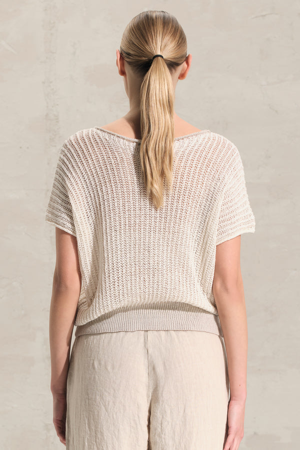 Maglia over scollo a barchetta in fettuccia di cotone sgradata | 1018.CFDTRDO241.102