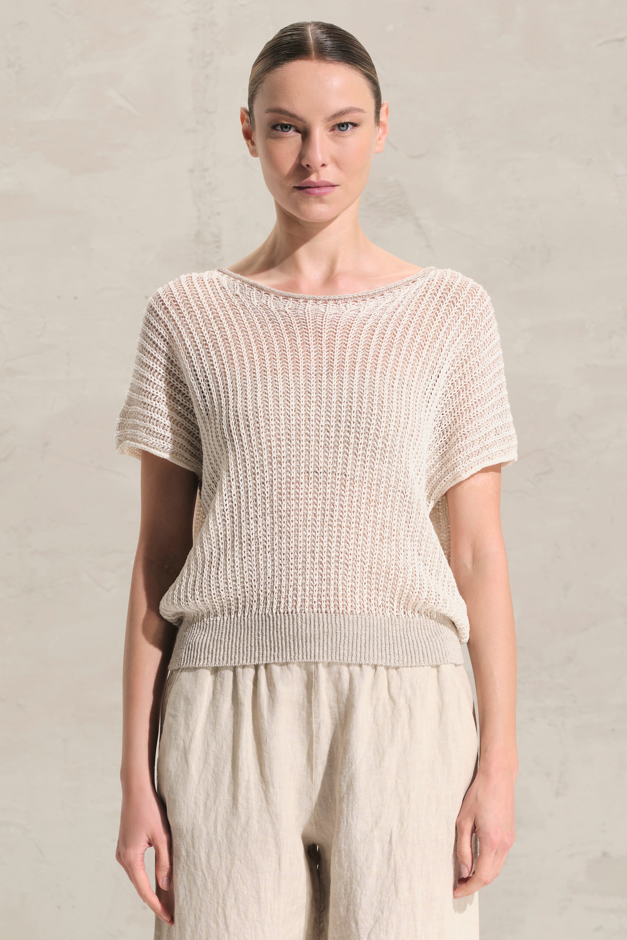 Boat neck oversize knit in cotton ribbon | 1018.CFDTRDO241.102
