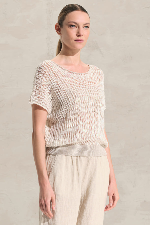 Maglia over scollo a barchetta in fettuccia di cotone sgradata | 1018.CFDTRDO241.102