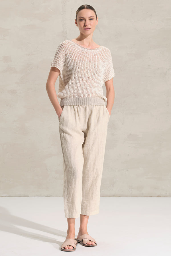 Maglia over scollo a barchetta in fettuccia di cotone sgradata | 1018.CFDTRDO241.102