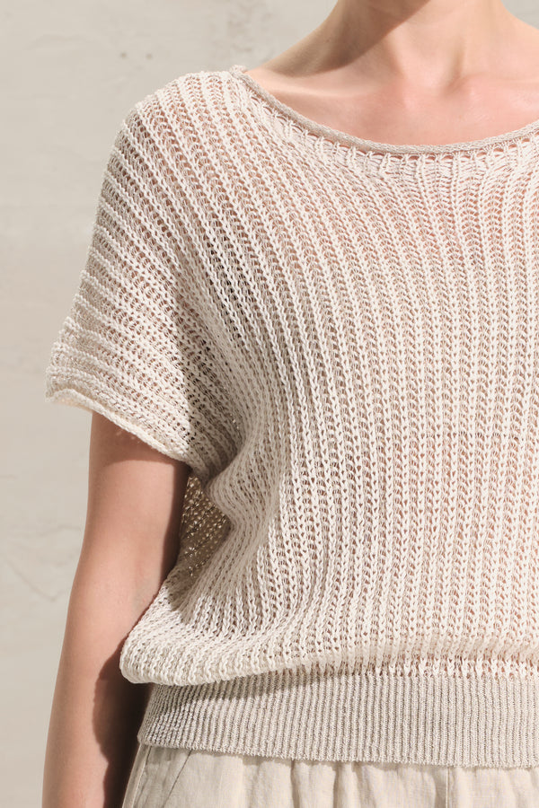 Maglia over scollo a barchetta in fettuccia di cotone sgradata | 1018.CFDTRDO241.102