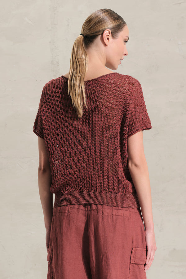 Maglia over scollo a barchetta in fettuccia di cotone sgradata | 1018.CFDTRDO241.18