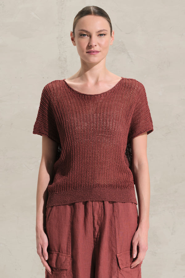 Maglia over scollo a barchetta in fettuccia di cotone sgradata | 1018.CFDTRDO241.18