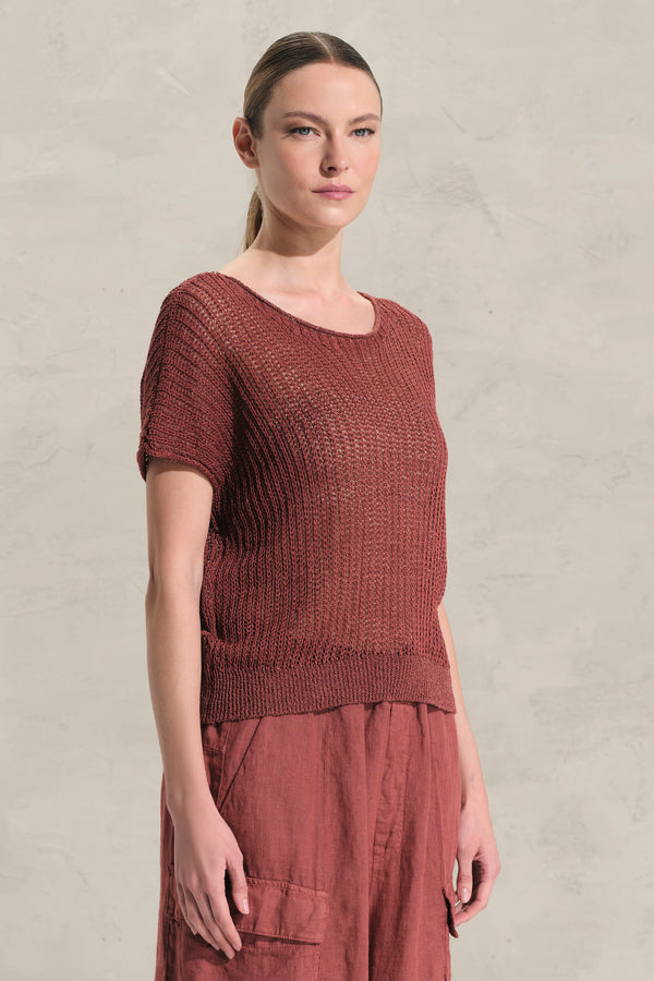 Maglia over scollo a barchetta in fettuccia di cotone sgradata | 1018.CFDTRDO241.18