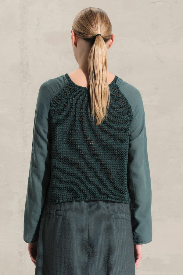 Pullover aus Baumwoll-Bändchengarn mit Ärmeln aus Baumwollmusselin | 1018.CFDTRDO242.25