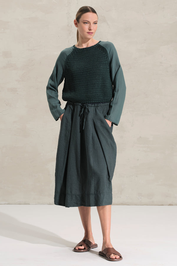 Pullover aus Baumwoll-Bändchengarn mit Ärmeln aus Baumwollmusselin | 1018.CFDTRDO242.25