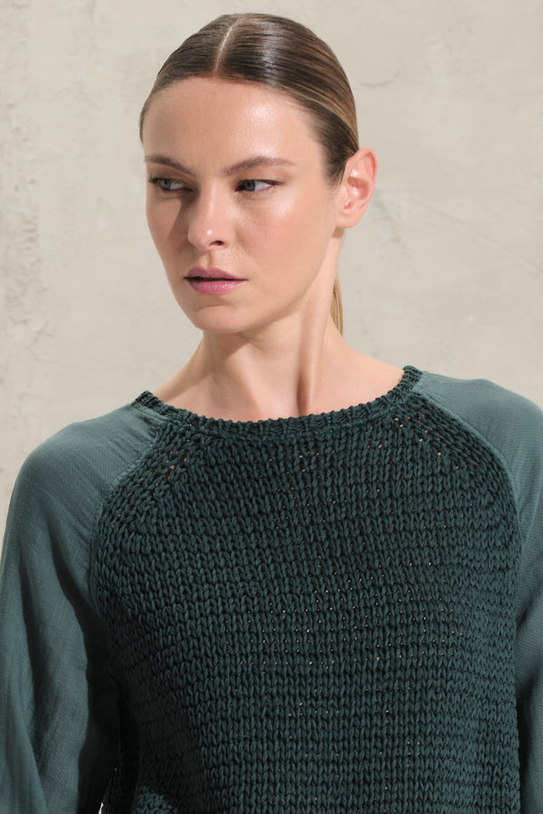 Pullover aus Baumwoll-Bändchengarn mit Ärmeln aus Baumwollmusselin | 1018.CFDTRDO242.25