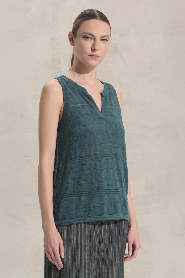 Top mit breiter Schulterpartie aus Baumwolljacquard | 1018.CFDTRDQ260.25