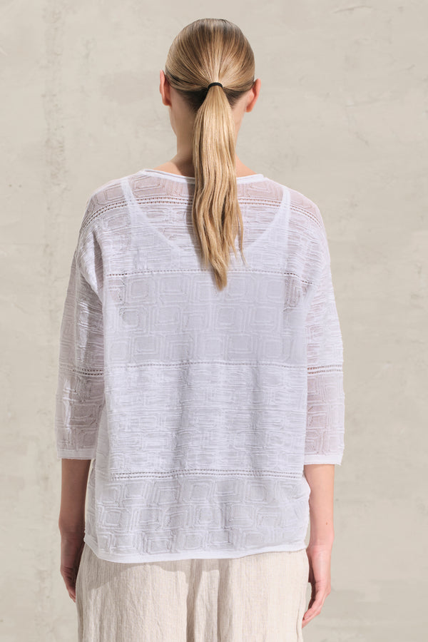 Oversized Pullover mit ellbogenlangen Ärmeln aus Baumwolljacquard | 1018.CFDTRDQ261.00