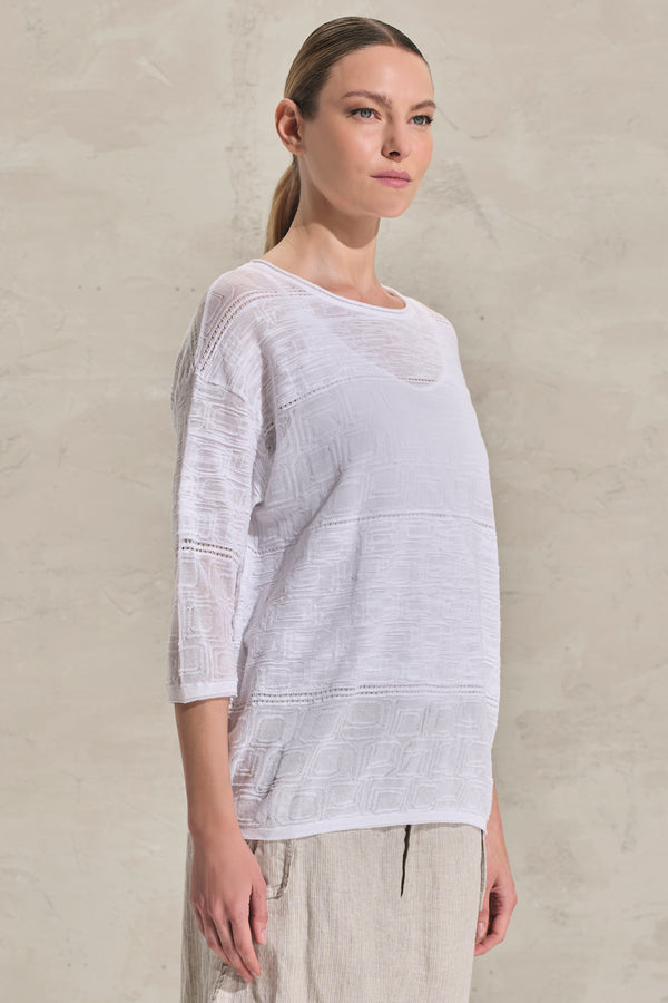 Oversized Pullover mit ellbogenlangen Ärmeln aus Baumwolljacquard | 1018.CFDTRDQ261.00