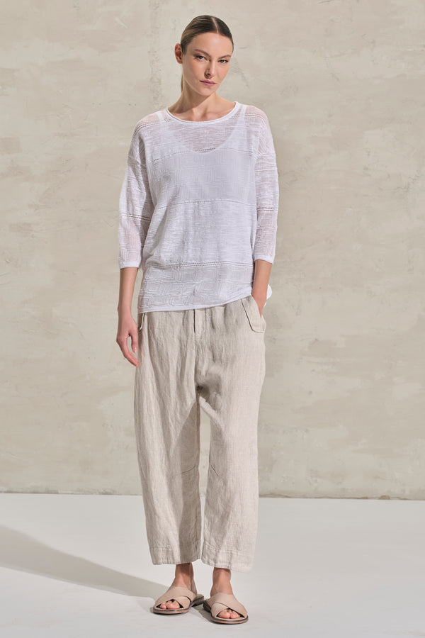 Oversized Pullover mit ellbogenlangen Ärmeln aus Baumwolljacquard | 1018.CFDTRDQ261.00
