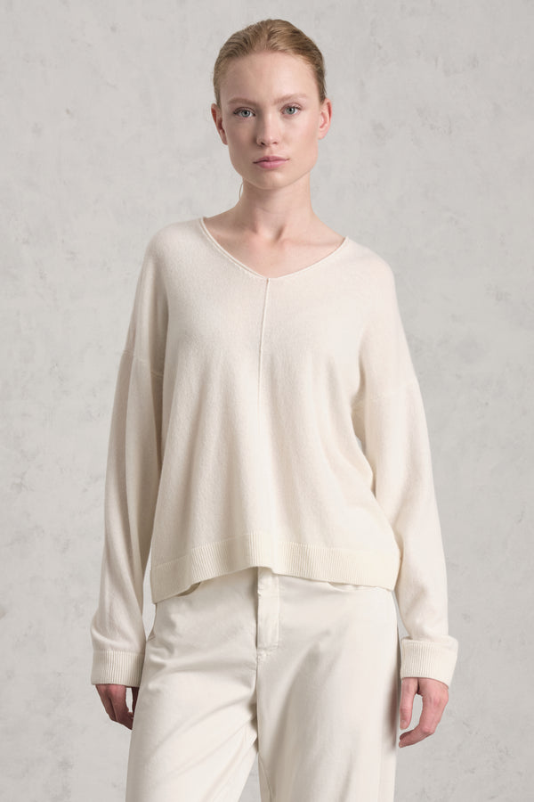Confort fit V-neck knitted jumper in wool and cashmere | 1019.CFDTRE13485.02