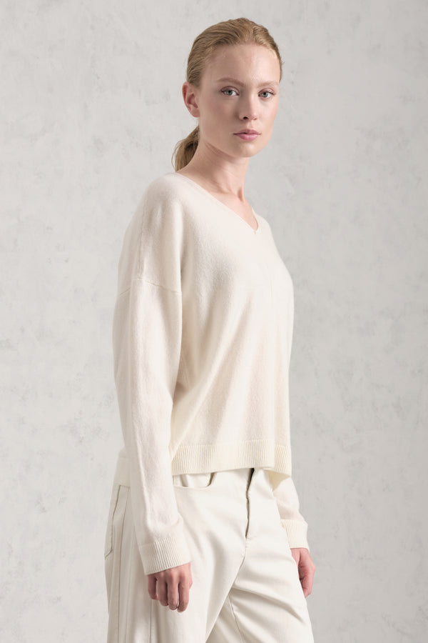 Confort fit V-neck knitted jumper in wool and cashmere | 1019.CFDTRE13485.02