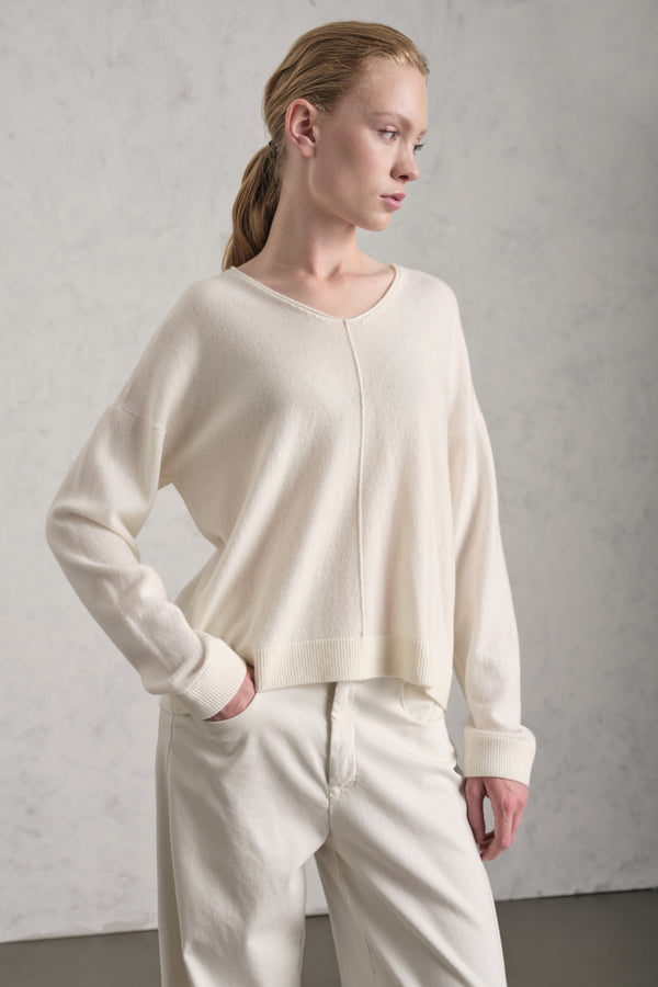 Confort fit V-neck knitted jumper in wool and cashmere | 1019.CFDTRE13485.02