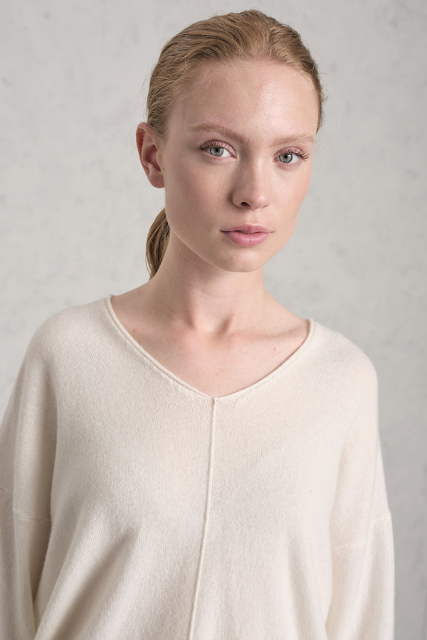 Confort fit V-neck knitted jumper in wool and cashmere | 1019.CFDTRE13485.02
