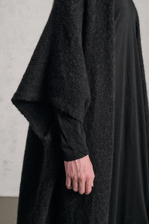 Langer Oversize-Cardigan aus Alpaka-Wollmischung mit kontrastierenden, plattierten Maschen | 1019.CFDTRE15506.10