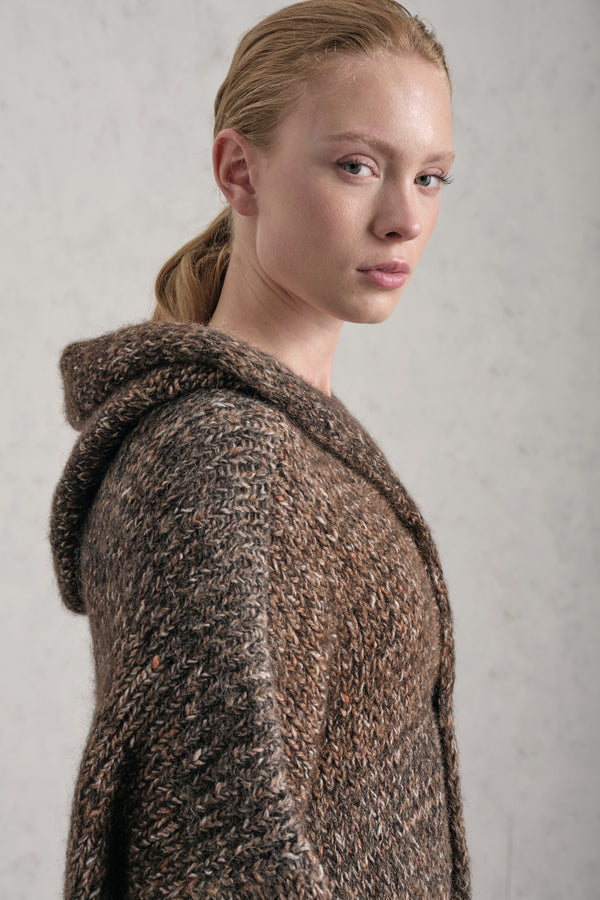 Cardigan con cappuccio in misto alpaca a fasce bicolore | 1019.CFDTRE17522.06