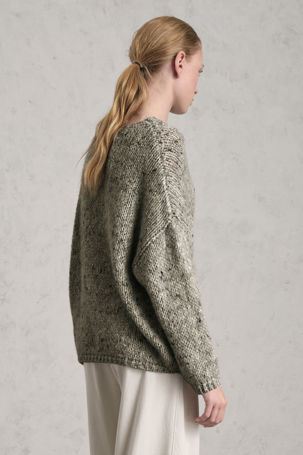 Pullover mit Rundhalsausschnitt aus Alpaka-Mix im zweifarbigen Streifen-Design | 1019.CFDTRE17525.04