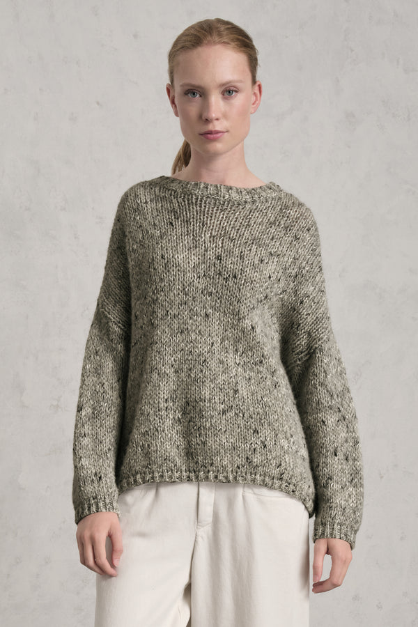 Pullover mit Rundhalsausschnitt aus Alpaka-Mix im zweifarbigen Streifen-Design | 1019.CFDTRE17525.04