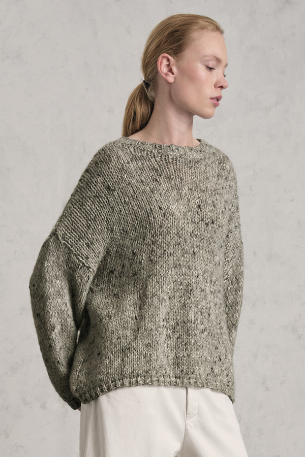 Pullover mit Rundhalsausschnitt aus Alpaka-Mix im zweifarbigen Streifen-Design | 1019.CFDTRE17525.04