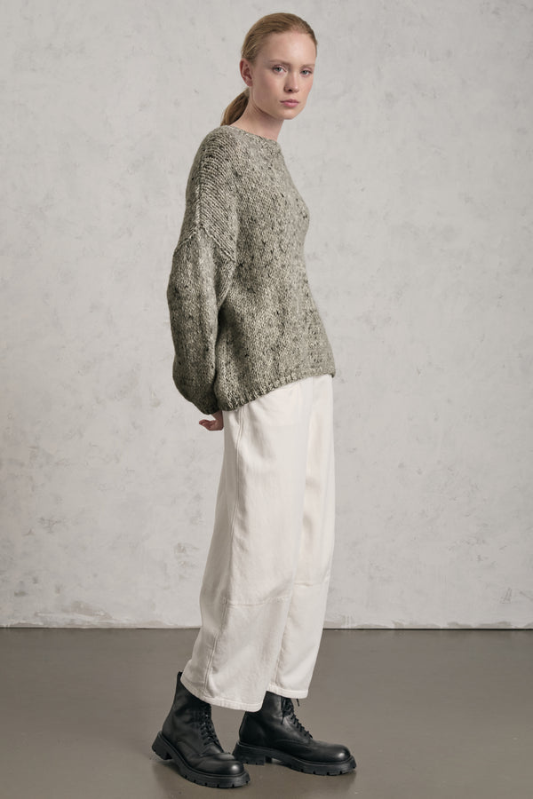 Pullover mit Rundhalsausschnitt aus Alpaka-Mix im zweifarbigen Streifen-Design | 1019.CFDTRE17525.04