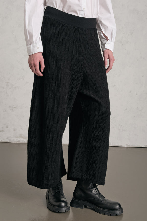 Low-crotch trousers in chevron wool with knitted waistband | 1019.CFDTRE8431.10