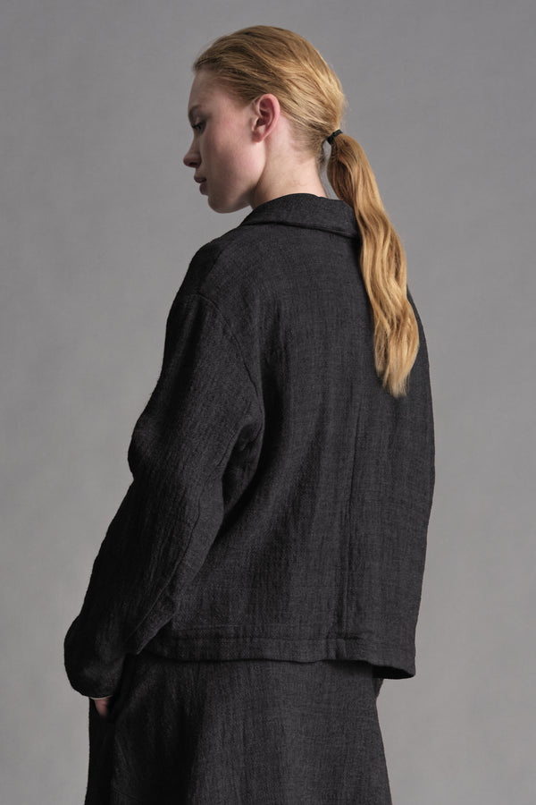 Veste boxy doublée à épaules tombantes en laine, lin et coton | 1019.CFDTREB110.13