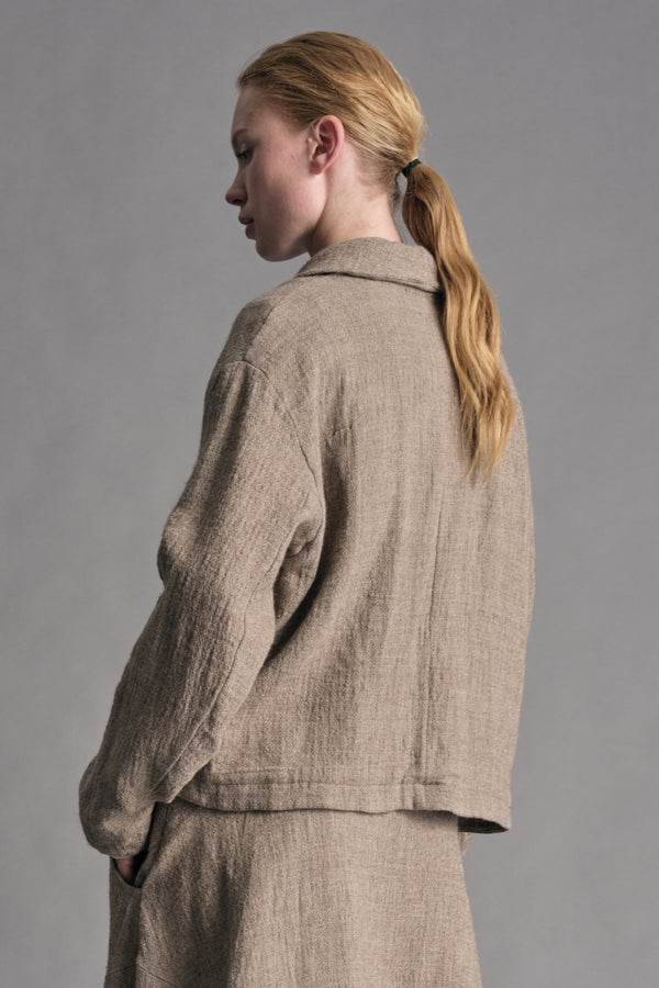 Veste boxy doublée à épaules tombantes en laine, lin et coton | 1019.CFDTREB110.16