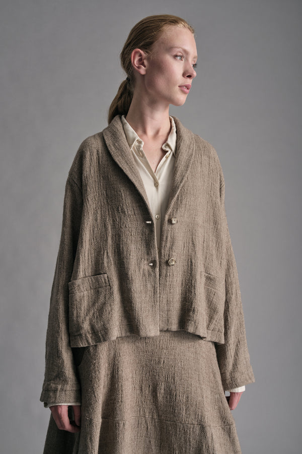 Veste boxy doublée à épaules tombantes en laine, lin et coton | 1019.CFDTREB110.16