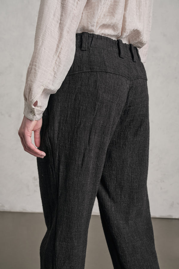 Pantalon coupe confort en laine, lin et coton à taille élastiquée | 1019.CFDTREB112.13
