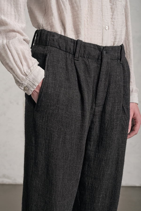 Pantalon coupe confort en laine, lin et coton à taille élastiquée | 1019.CFDTREB112.13