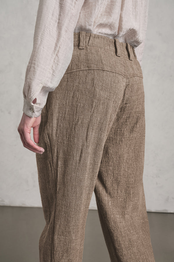 Pantalon coupe confort en laine, lin et coton à taille élastiquée | 1019.CFDTREB112.16