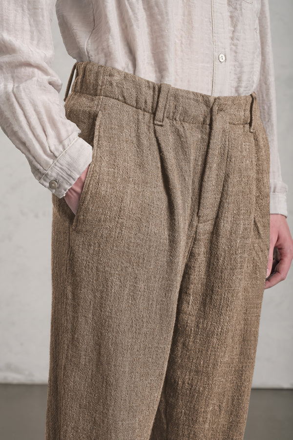 Pantalon coupe confort en laine, lin et coton à taille élastiquée | 1019.CFDTREB112.16