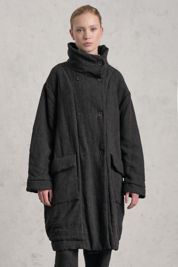 Giaccone doppio petto foderato e trapuntato in misto cotone, lino e lana | 1019.CFDTREB114.13