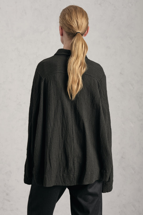 Camicia ampia a kimono in misto viscosa, lino e lana a righe | 1019.CFDTREC120.04