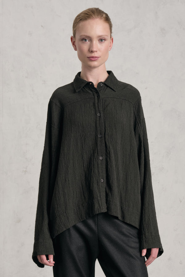 Camicia ampia a kimono in misto viscosa, lino e lana a righe | 1019.CFDTREC120.04