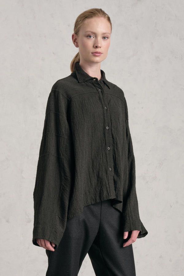 Camicia ampia a kimono in misto viscosa, lino e lana a righe | 1019.CFDTREC120.04