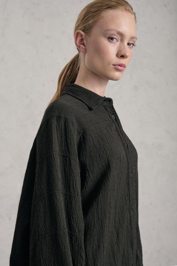 Camicia ampia a kimono in misto viscosa, lino e lana a righe | 1019.CFDTREC120.04