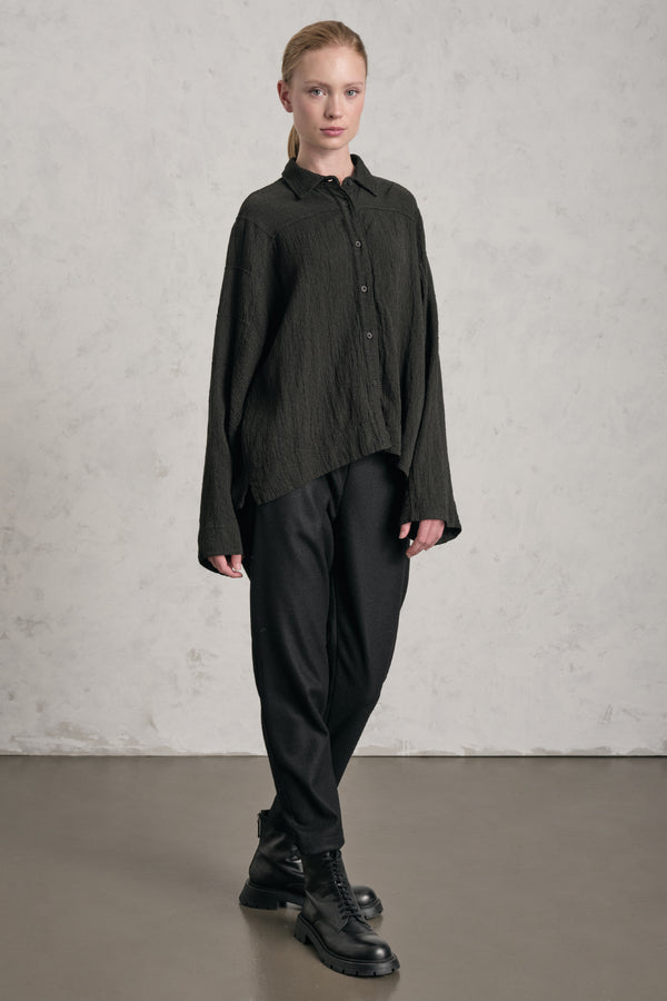 Camicia ampia a kimono in misto viscosa, lino e lana a righe | 1019.CFDTREC120.04