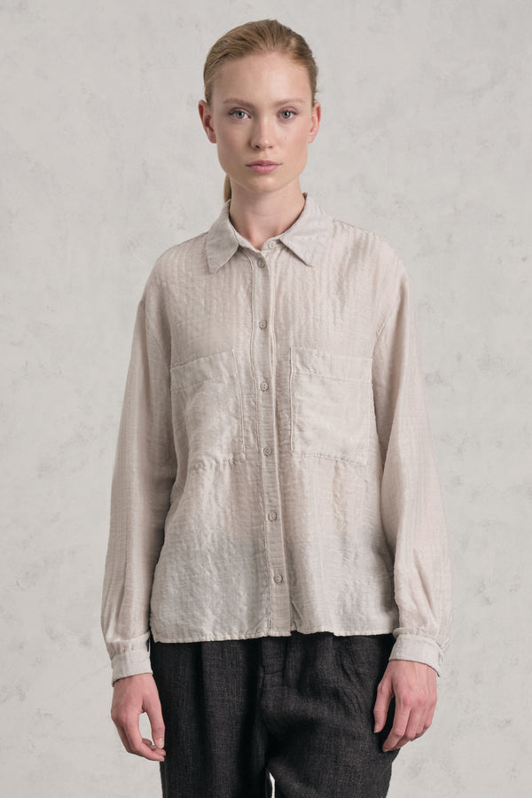 Camicia con tasche frontali in goffrato di seta e lana | 1019.CFDTREE141.01