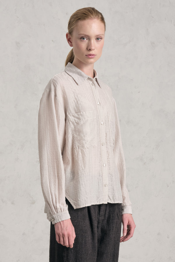 Camicia con tasche frontali in goffrato di seta e lana | 1019.CFDTREE141.01