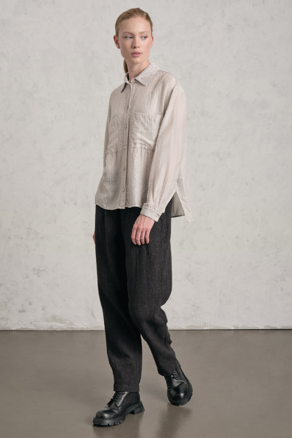 Camicia con tasche frontali in goffrato di seta e lana | 1019.CFDTREE141.01