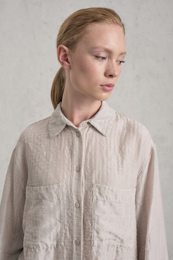 Camicia con tasche frontali in goffrato di seta e lana | 1019.CFDTREE141.01