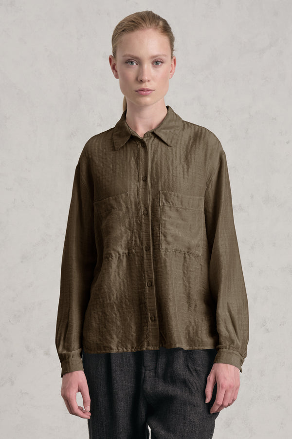 Camicia con tasche frontali in goffrato di seta e lana | 1019.CFDTREE141.04