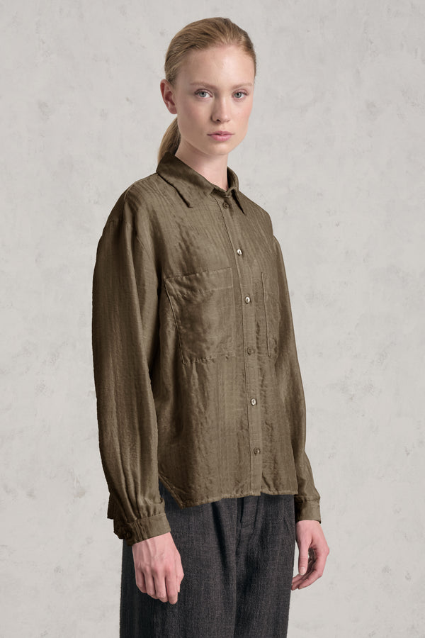 Camicia con tasche frontali in goffrato di seta e lana | 1019.CFDTREE141.04