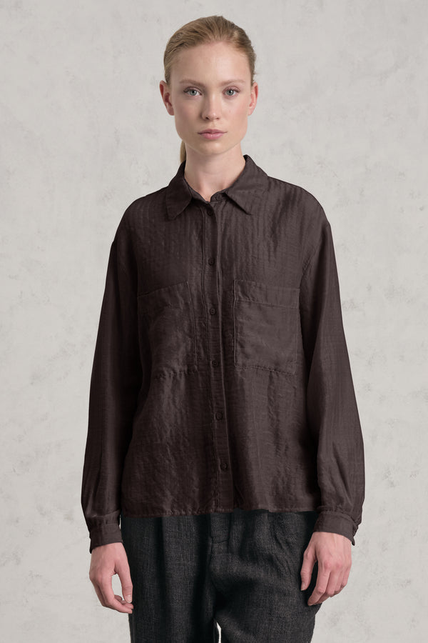Camicia con tasche frontali in goffrato di seta e lana | 1019.CFDTREE141.06