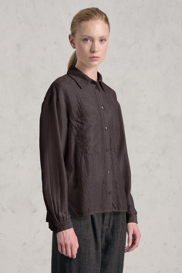 Camicia con tasche frontali in goffrato di seta e lana | 1019.CFDTREE141.06