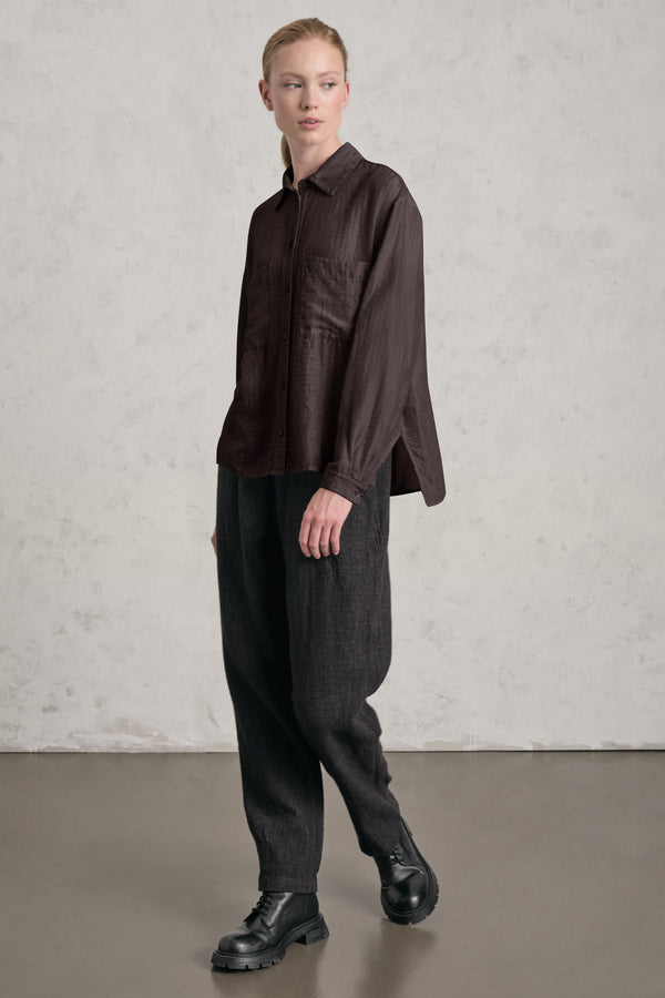 Camicia con tasche frontali in goffrato di seta e lana | 1019.CFDTREE141.06