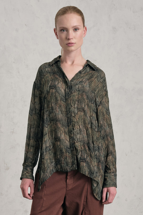 Chemise évasée en crêpe Georgette de viscose imprimé | 1019.CFDTREF150.03