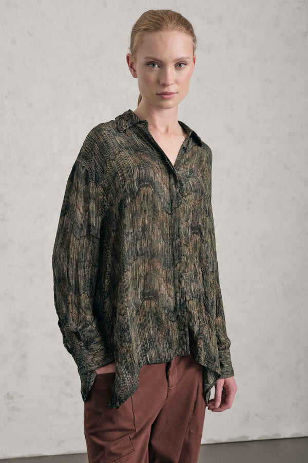 Chemise évasée en crêpe Georgette de viscose imprimé | 1019.CFDTREF150.03